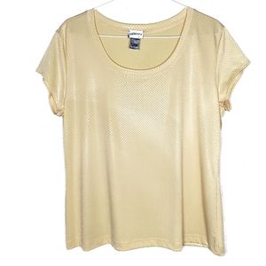 Chico's yellow pastel shortsleeve shimmer shirt 2